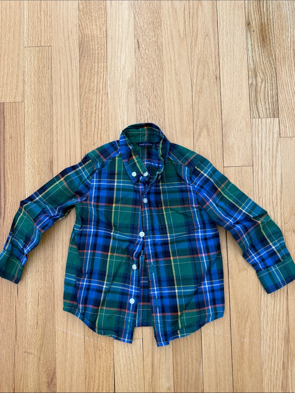 Janie and Jack Boys Green & Blue Plaid Button-Down Shirt